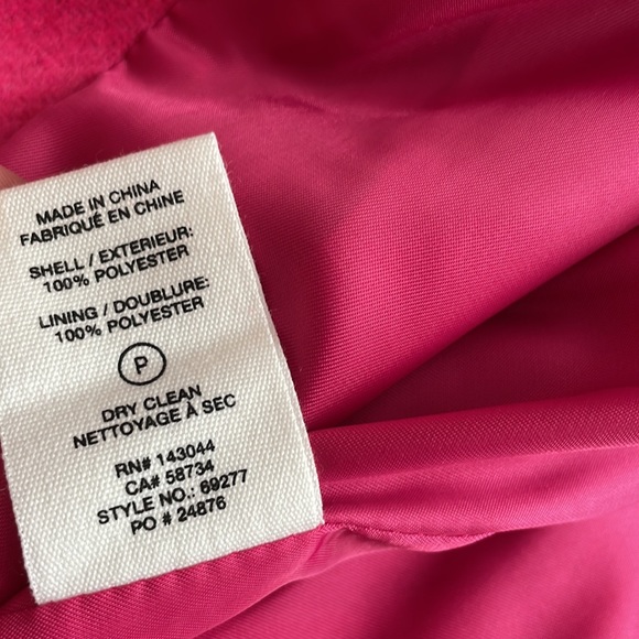 NWT AVEC LE FILLES DOUBLE BREASTED HOT PINK WOOL “FEEL” COAT. SIZE M. - Picture 13 of 16